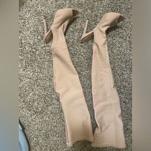 Nude high knee boots never worn
